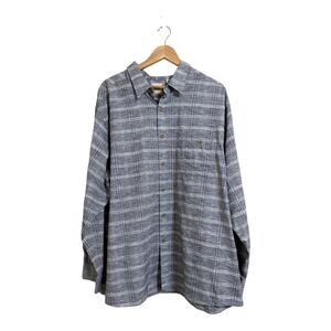 NWT ROWM Men's Blue-Gray Plaid Casual Long Sleeve Button Down Shirt 3XB